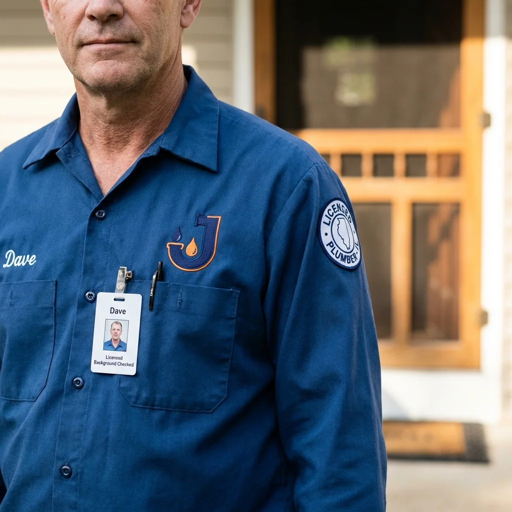 Licensed plumber showing ID badge in Forked River, NJ